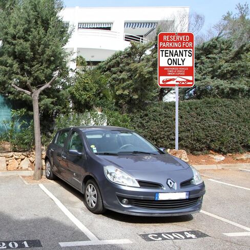 3Pack Reserved Parking For Tenants Only Sign, 18" x 12" Unauthorized Vehicles Towed Sign| Reflective Rust/Fade-Free Metal Warning Sign for Private Property, Parking Lots, Home Driveways in Saudi Arabia