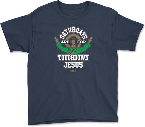 Saturdays T-Shirt for Notre Dame College Fans (SM-5XL) (Navy Youth Short Sleeve, Large) in Saudi Arabia
