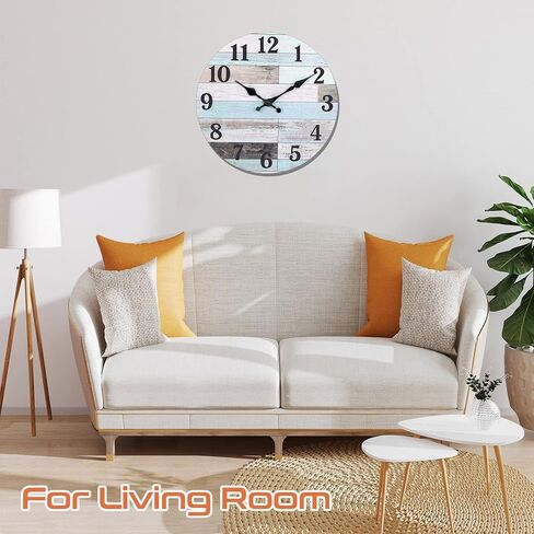 ساعة الحائط: ساعات حائط صامتة تعمل بالبطارية، ساعة خشبية لمنزل المزرعة ريفي عتيق وساعات ديكور عتيقة لغرفة المعيشة والمطبخ وغرفة النوم والمنزل والحمام in Kuwait