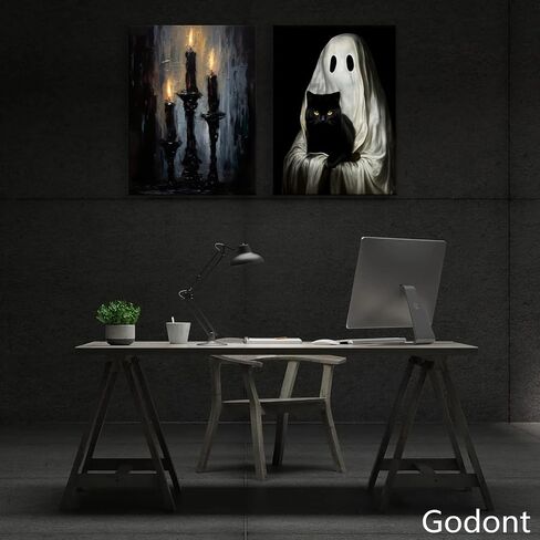 6 Pieces Vintage Ghost Wall Art Ghost Face Gothic Spooky Funny Home Decor Funny Ghost Dark College Poster Dark Forest Cute Ghost Paintings Print Picture Retro Floral Ghost Halloween Pumpkin Lantern in Saudi Arabia