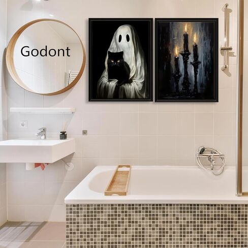 6 Pieces Vintage Ghost Wall Art Ghost Face Gothic Spooky Funny Home Decor Funny Ghost Dark College Poster Dark Forest Cute Ghost Paintings Print Picture Retro Floral Ghost Halloween Pumpkin Lantern in Saudi Arabia
