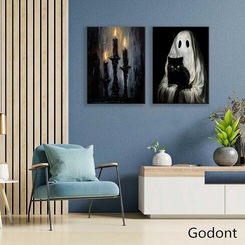 6 Pieces Vintage Ghost Wall Art Ghost Face Gothic Spooky Funny Home Decor Funny Ghost Dark College Poster Dark Forest Cute Ghost Paintings Print Picture Retro Floral Ghost Halloween Pumpkin Lantern in Saudi Arabia