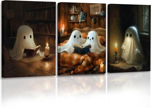6 Pieces Vintage Ghost Wall Art Ghost Face Gothic Spooky Funny Home Decor Funny Ghost Dark College Poster Dark Forest Cute Ghost Paintings Print Picture Retro Floral Ghost Halloween Pumpkin Lantern in Saudi Arabia
