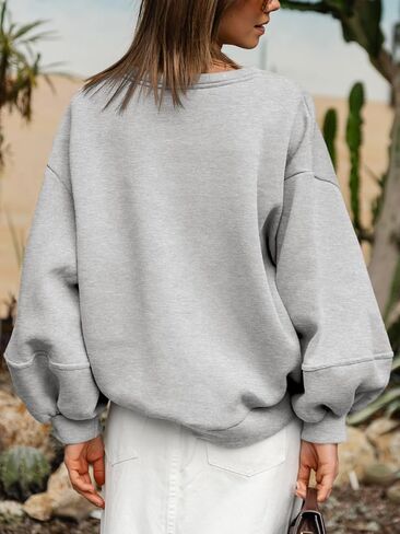Fisoew Womens Oversized Crewneck Sweatshirt Casual Long Lantern Sleeve Fall Pullover Tops in Saudi Arabia