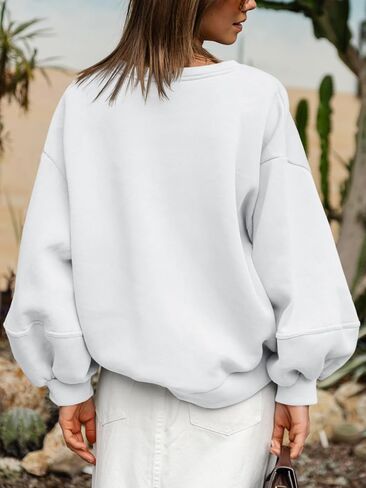 Fisoew Womens Oversized Crewneck Sweatshirt Casual Long Lantern Sleeve Fall Pullover Tops in Saudi Arabia