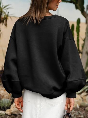 Fisoew Womens Oversized Crewneck Sweatshirt Casual Long Lantern Sleeve Fall Pullover Tops in Saudi Arabia