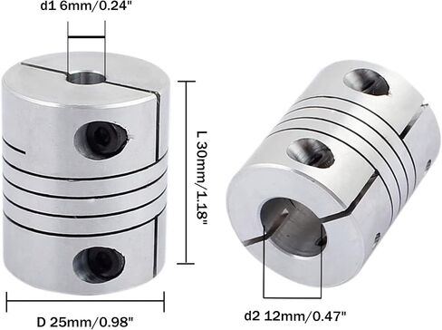 Shaft Coupling 10mm to 12mm Bore Coupler Connector Joint Motor Accessories D25mm x L30mm for 3D Printer Encoder CNC Machine in Saudi Arabia