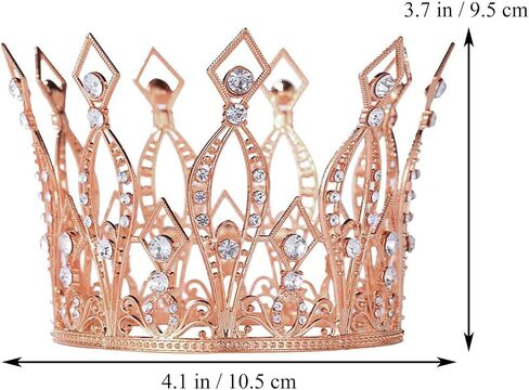 Crown Cake Topper Rhinestone Crystal Handmade Tiara Cake Decoration for Baby Shower Birthday Wedding Party Favors (Gold) in Saudi Arabia