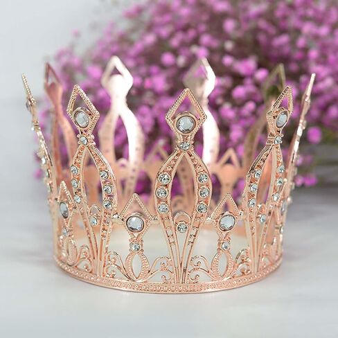Crown Cake Topper Rhinestone Crystal Handmade Tiara Cake Decoration for Baby Shower Birthday Wedding Party Favors (Gold) in Saudi Arabia