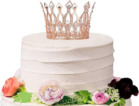 Crown Cake Topper Rhinestone Crystal Handmade Tiara Cake Decoration for Baby Shower Birthday Wedding Party Favors (Gold) in Saudi Arabia