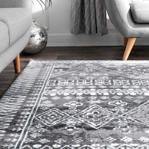 nuLOOM Transitional Moroccan Frances Area Rug, 5' x 8', Grey in Saudi Arabia