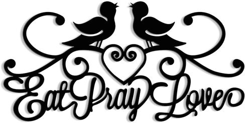 XORT Eat Pray Love Metal Wall Art, Metal Kitchen Wall Decor Eat Sign Hanging Hole for Home Kitchen Dining Living Room Bar Cafe Decor. (Black - 16 x 10 inch) in Saudi Arabia
