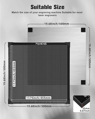 FAHKNS Honeycomb Working Table, 15.7"x15.7"x0.87" Honeycomb Laser Bed for Most Laser Engravers, for Fast Heat Dissipation and Table-Protecting with Aluminum Plate in Saudi Arabia