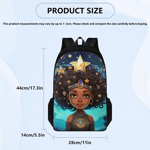 African Princess Girl Backpack with Lunch Bag Set for Kids Afro Angel Girl Book Bag for Boys Girls Lightweight School Bag with Lunch Bag and Pen Bag for Children Bookbag in Saudi Arabia