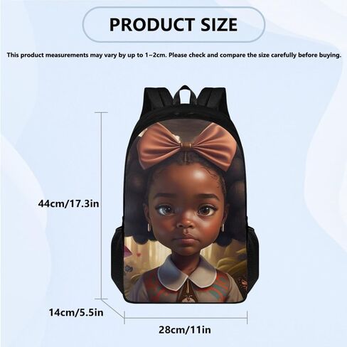 African Princess Girl Backpack with Lunch Bag Set for Kids Afro Angel Girl Book Bag for Boys Girls Lightweight School Bag with Lunch Bag and Pen Bag for Children Bookbag in Saudi Arabia