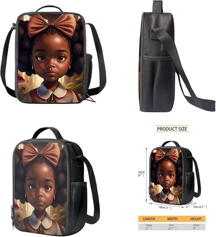 African Princess Girl Backpack with Lunch Bag Set for Kids Afro Angel Girl Book Bag for Boys Girls Lightweight School Bag with Lunch Bag and Pen Bag for Children Bookbag in Saudi Arabia