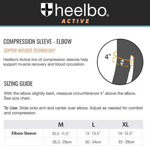 Elbow Sleeve and Elbow Compression Sleeve with Copper Infused Fibers and Breathable Fabric for Tendonitis, Golfers Weight Lifting, Tennis Elbow or Arthritis for Men and Women, Black, Large in Saudi Arabia