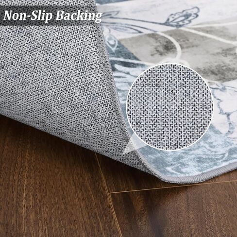 Area Rug 9x12 Modern Floral Petchwork Rug Machine Washable Rug Large Bedroom Rugs Inside Floor Carpet Non Slip Farmhouse Throw Rug Low Pile Indoor Floor Cover Nursery Rug, Grey in Saudi Arabia