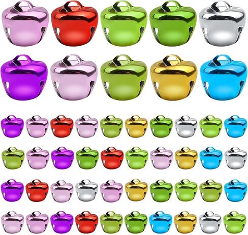 BronaGrand 100 Pieces Multi-Color Small Cross Bells Christmas Jingle Bells Metal Craft Bells for DIY Bracelet Necklace Knitting Jewelry Making Home Party Decor in Saudi Arabia