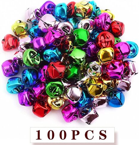 BronaGrand 100 Pieces Multi-Color Small Cross Bells Christmas Jingle Bells Metal Craft Bells for DIY Bracelet Necklace Knitting Jewelry Making Home Party Decor in Saudi Arabia