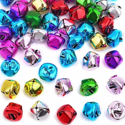 BronaGrand 100 Pieces Multi-Color Small Cross Bells Christmas Jingle Bells Metal Craft Bells for DIY Bracelet Necklace Knitting Jewelry Making Home Party Decor in Saudi Arabia