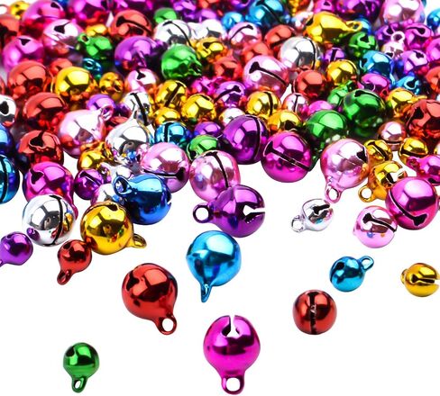 BronaGrand 100 Pieces Multi-Color Small Cross Bells Christmas Jingle Bells Metal Craft Bells for DIY Bracelet Necklace Knitting Jewelry Making Home Party Decor in Saudi Arabia
