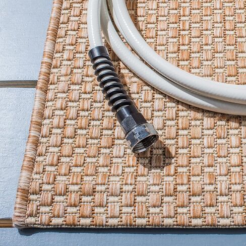 SAFAVIEH Courtyard Collection 4' Square Natural/Cream CY8521 Indoor/ Outside Waterproof Easy cleansingPatio Backyard Mudroom Accent Mat in Saudi Arabia