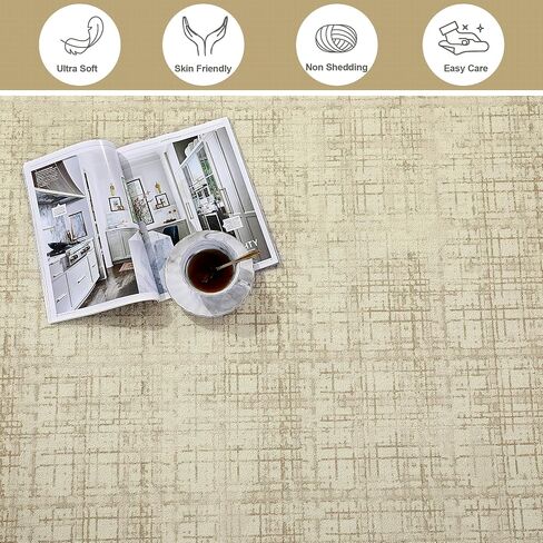 HOMBYS 10x14ft Modern Sketch Area Rug for Living Room Bedroom, Large Boho Floor Carpet for Indoor Office Dining Room, Abstract Home Deco Non-Shedding, Khaki, Machine Washable in Saudi Arabia