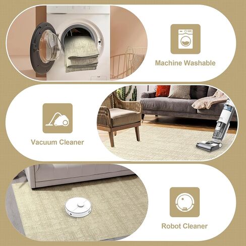 HOMBYS 10x14ft Modern Sketch Area Rug for Living Room Bedroom, Large Boho Floor Carpet for Indoor Office Dining Room, Abstract Home Deco Non-Shedding, Khaki, Machine Washable in Saudi Arabia