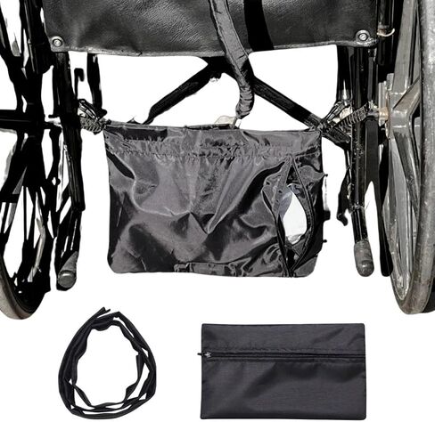 حامل كيس البول للكرسي المتحرك للجنسين مع غطاء أنبوب القسطرة وأشرطة قابلة للتعديل - أسود in Kuwait
