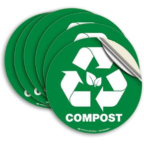 iSYFIX Trash Can Stickers Signs - 6 Pack 5 inch – Premium Self-Adhesive Vinyl, Laminated for Weatherproof, UV Resistant, Perfect label stickers for containers, Ideal Sign for Home, Office, Kitchen