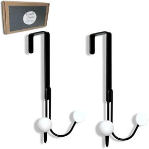 Overdoor Hanger Hook 2 Black Door Towel Hangers Per Pack - Stylish Over The Door Hangers for Clothes, Beautiful Towel Door Hanger, Closet Door Hooks and Door Hanging Hooks!