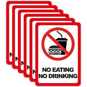 6-Pack Double Sided 3.5"x2.5" No Eating or Drinking Stickers-Double Sided Vinyl Decal, UV Protected, Waterproof, Reflective Adhesive Labels, Durable Ink, Indoor&Outdoor Use
