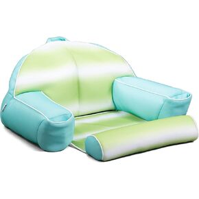Big Joe Lazy Lounger No Inflation Needed Pool Float with Headrest and Footrest, Rolling Wave Aqua Double Sided Mesh, Quick Draining Fabric, 3.5 feet Lounger