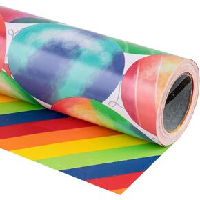 RUSPEPA Reversible Wrapping Paper Roll - Mini Roll - Birthday Gnome Pattern Great for Baby Shower, Birthday, Party - 17 Inches X 32.8 Feet