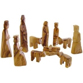Holy Land Market Olive Wood Children's Nativity Set (12 Pieces Set) (3 Inches)