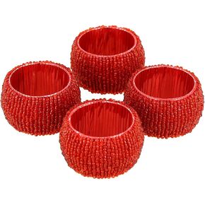 Cosynee Handmade Indian Silver Beaded Napkin Rings (Silver, set of 8)