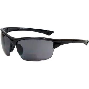 Calabria Sport 202BF Bifocal Reading Safety Glasses Readers Men Women Anti Fog Wrap Around Tinted UV Protection Semi-Rimless