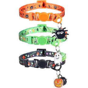 3 Pack Halloween Cat Collar with Bell Breakaway Adjustable