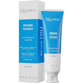 Niusmile Teeth Whitening Toothpaste | Activated Charcoal & Coconut Oil | SLS & Fluoride Free | Peppermint Taste