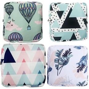 Sanitary Napkin Storage Bag,Portable Menstrual Cotton Pad Storage Holder,Travel Menstrual Period Sanitary Pouch Tampons Bag Suit for Lace Pearl Decoration Women's Personal Item Coin Purse, Makeup(2Pc)