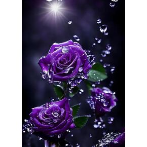 DIY Diamond Painting Kits for Adults, 5D Art Diamond Painting Pictures Set Rose Flower Cross Embroidery Painting for Valentine's Day Home Wall Decor Gifts 12 X 16inch