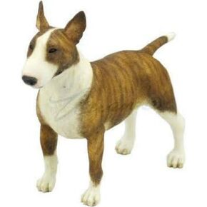 5.5 Inch Poly Stone Bull Terrier Dog Figurine Home Decor Brown White