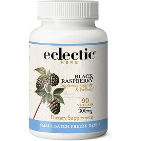 ECLECTIC INSTITUTE Raw Freeze-Dried Non-GMO Black Raspberry Capsules | Antioxidant Flavonoid Support | 90 CT