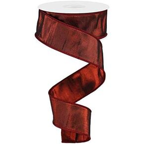 Metallic Dupioni Wired Edge Ribbon, 10 Yards (Peach, Silver, 2.5 Inch)