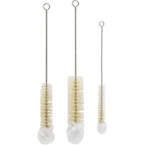 Siege Clean Soft Tip Tube, Bottle and Vase Cleaning Brushes, Non-Scratch Natural Bristles, Set of 3