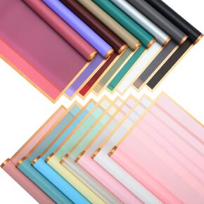 320 Sheets Waterproof Flower Wrapping Paper Gold Edge Floral Wrap Assorted Flower Bouquet Wrap Florist Paper for Bouquets DIY Crafts Packaging Korean Bouquet Wrapping Supplies 23.6 x 23.6 Inch
