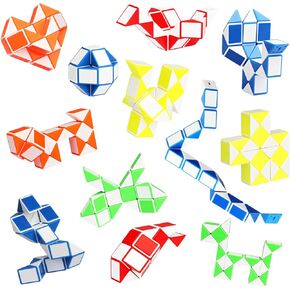 Ganowo Rainbow Fidget Snake Cube Twist Puzzles Toys for Kids - Stocking Stuffers - Bulk Pack of 8 Rainbow Sensory Snake Fidget Toy Party Favors - Snake Puzzle Party Bag Fillers