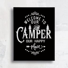 Funny Thou Shalt Not Poop in The Camper Canvas Wall Art Prints Artwork Signs Framed for Camper Decor RV Room Bathroom Trailer RV Decor, 11 X 14 inch, Campers Lover Gifts, Camper Canvas Wall Decor