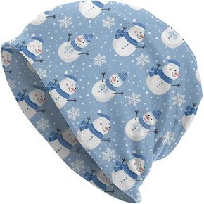 LAIPUTER Christmas Cute Snowman Beanie Standard Closed Chemo Knitted Hats Baggy Slouchy Skull Cap Cancer Headwear for Women Men